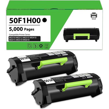 50F1H00 501H Toner Cartridge Compatible for Lexmark 50F1H00 501H for Lexmark MS310dn MS312dn MS410dn MS510dn MS610dn MS312 MS315dn MS415dn Laser Printer (2 Pack, 5000 Pages)