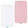 Bassinet Mattress Pad Cover, Waterproof, Fit for All Mainstream Bassinet - Rectangle,Oval,Hourglass, 2 Pack, Ultra Soft Microfiber Surface, Washer &amp; Dryer, White and Pink