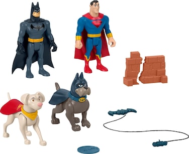 Fisher-Price DC League of Super-Pets Preschool Toys Super Hero &amp; Action Pet Set, Batman Superman Krypto &amp; Ace for Kids Ages 3+ Years