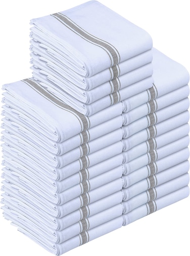 Utopia Towels Grey Dish Towels [24 Pack - 15 x 25 Inches] 100% Ring Spun Cotton Highly Absorbent &amp; Reusable Cleaning Bar, Tea, Kitchen and Dishcloths Set - 200 GSM