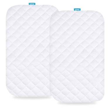 Waterproof Bassinet Mattress Pad Cover Fit for KoolerThings (3 in 1) Baby Bedside Bassinet, 2 Pack, Ultra Soft Viscose Made from Bamboo Terry Surface, Breathable and Easy Care