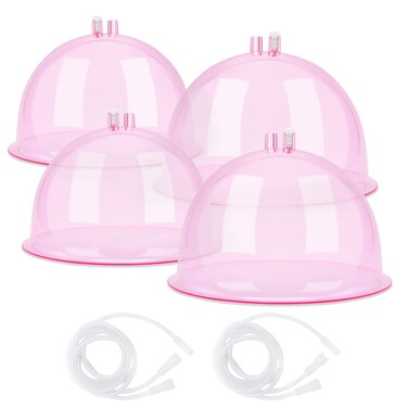 ZILAMPU Buttock Vacuum Therapy Cups,180MM+210MM XL Butt Shape Suction Cups Diameter Vacuum Cupping Machine Accessories with Y Hose for Buttock Lift,Body Massage