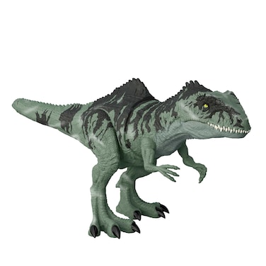 Mattel Jurassic World Dominion Strike 'n Roar Dinosaur Action Figure, Giganotosaurus Gray Dino Toy with Striking Motion &amp; Sounds