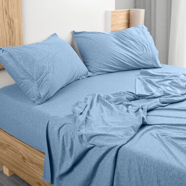 Utopia Bedding Queen Jersey Sheet Set - 4 Piece Set - Soft, Stretchy Sheets (Queen, Sky Blue)