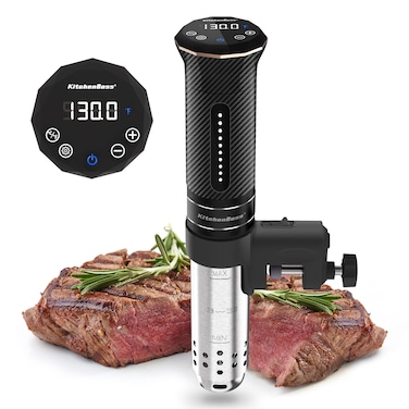 KitchenBoss Sous Vide Cooker Machine: Ultra-quiet Sous-vide Immersion Circulator Cooking Machine, Precision Suvie Cooking Machines Professional IPX7 Waterproof 1100W Stainless Steel 120V