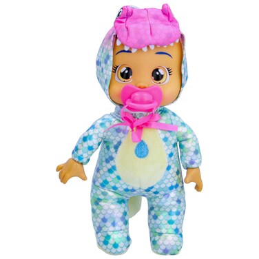 Cry Babies Tiny Cuddles Dinos Mia - 9" Baby Dolls, Cries Real Tears, Dinosaur Metallic Themed Pajamas