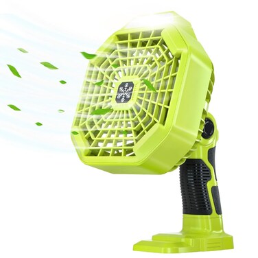 YEX-BUR Battery Operated Fan for Ryobi 18v Battery, Portable Fan with 3 Speed for Camping Tent Jobsite Car Repairing(Battery Not Included)