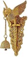 Antique Brass Big Parrot Wall Hanging Bell Chain Welcome Home Decoration for Mandir Ganti for Temple Pooja Height 10 Inches