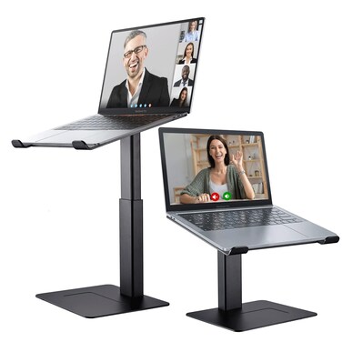 Laptop Stand for Desk, Ergonomic Sitting and Standing Laptop Riser for Notebook MacBook 11-17 Inches，DJ Laptop Stand Adjustable Height from 7-15 Inches Aluminum(Black)