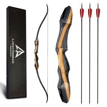 Recurve Bow and Arrow Set 62" Archery Hunting Bow Wooden Takedown Recurve Bow for Adults Beginners to Advanced Outdoor Practice &amp; Hunting (25-60lbs)