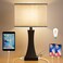 Table Lamp for Bedroom 3-Way Dimmable Touch Control Bedside Lamp with USB A+C Port &amp; AC Outlet 21.6" Tall Nightstand Lamp for Living Room Office and Hotel Bulb Included