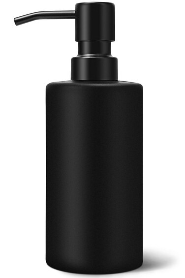 GMISUN Black Soap Dispenser - Refillable Liquid Soap and Lotion Dispenser for Bathroom and Kitchen, 12oz Glass with Stainless Steel Pump