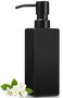 GMISUN Black Soap Dispenser Bathroom, Glass Hand Soap Dispenser with Stainless Steel Pump, 12oz Dish Dispensers for Kitchen, Modern Refillable Liquid Soap Bottles