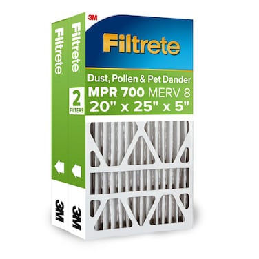 Filtrete 20x25x5 Air Filter, MPR 700, MERV 8, Clean Living Dust, Pollen and Pet Dander Reduction 3-Month Pleated 5-Inch Air Filters, 2 Filters