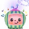 Sunny Days Entertainment CoComelon Official Musical Projector Night Light   Soft Plush Melon Body   Plays Bedtime Songs and Lights Up   Sleep Soother for Toddlers