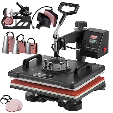 8 in 1 Heat Press Machine 12x15 inch, Combo Swing Away T Shirt Pressing Machine, Sublimation Heat Press Transfer Machine for T-Shirt Hat Cap Mug Plate