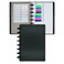 Discbound Notebook, Junior Size, Faux Leather Cover, 120 gsm Heavyweight Paper, Includes 50 Dot Grid Sheets, 5 Tabs, Page Flags (Black)