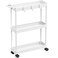 Simple Houseware Kitchen Cart Storage 3-Tier Slim/Super Narrow Shelves with Handle, 26.5'' Height/5.5'' Width for Narrow Place, White
