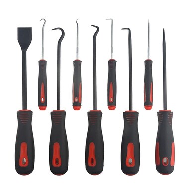 WMYCONGCONG 9 PCS Heavy Duty Pick and Hook Set Scraper Gasket Pick-Up Tool Hose Removal Puller for Automotive and Electronic Tool, Yellow or Red, Random Color