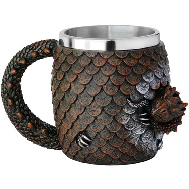 Dragon Game Mug of Thrones Gifts - 14OZ Medieval Dragon Egg Coffee Mug Stainless Beer Steins Viking Cup Novelty Gothic D&amp;D Gift Dragon Lovers Collector Themed Party Decoration