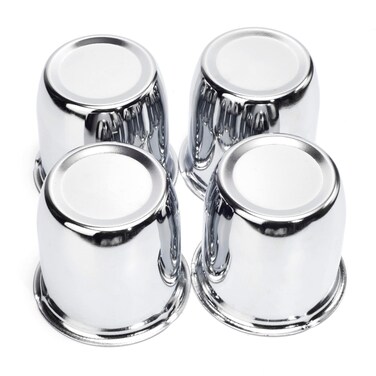 RTRHINOTUNING 2.80" Hub 2.91" H Push Through Center Caps for Trailers Trucks Wheel Rims 4 Pack Chrome Hub Covers