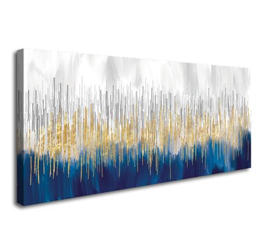 XXMWallArt FC3150 Abstract Wall Art Gold and Blue Canvas painting Artwork Painting Print for Living Room Bedroom Kitchen Home and Office Wall Decor