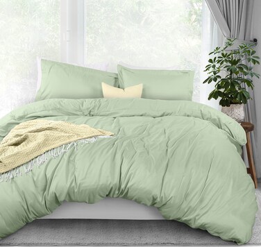 Utopia Bedding Duvet Cover Queen Size - 1 Comforter Cover with 2 Pillow Shams - 3 Pieces Bedding Duvet Cover with Zipper Closure - Soft Brushed Microfiber, 90 X 90 Inches (Sage)