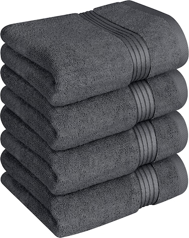 Utopia Towels 4 Piece Premium Hand Towels Set, 16 by 28 inches, 100% Ring Spun Cotton, Lightweight and Highly Absorbent Towels for Bathroom, Travel, Camp, Hotel, and Spa, Grey