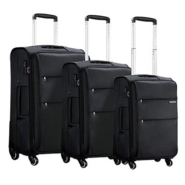 Hanke 20/24/28 Inch 3 Piece Luggage Set with Spinner Wheels Expandable Luggage Large Suitcases with Wheels Softside Checked Luggage Rolling Suitcase with Lock Lightweight Travel Luggage.(Dark Gray)