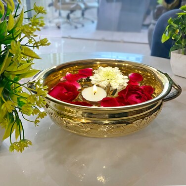 Craftsman 6 Inch Decorative Brass Designer Urli Flower Candles Floating Bowing Brass Pot Home D&eacute;cor Items&hellip;