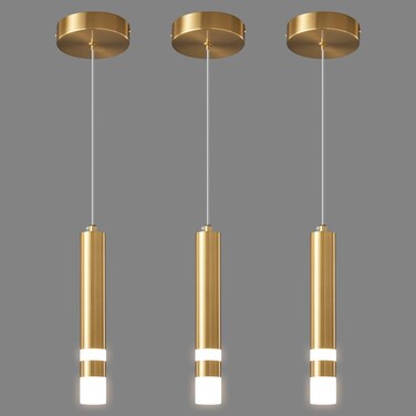 Modern Pendant Light Kitchen Fixture Dimmable LED Gold Mini Pendant Lighting fo Kitchen Island Bedroom Bedside Table Small Pendant Lights (3-Pack)