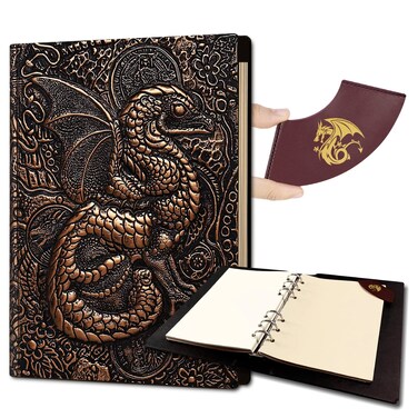 3D Dragon DND Notebook,Unique 400 Page Book Set.Leather Vintage Journal for Dungeons and Dragons RPG Player Antique Notepad Travel Journal DM &amp; Players d&amp;d accessories gifts