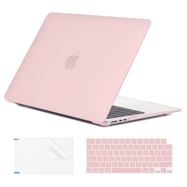 EooCoo Case Compatible with MacBook Air 13 inch M4 2025 2024 2023 2022 M3 M2 A3240 A3113 A2681, Pink Air 13.6" Laptop Hard Shell Case + Keyboard Skin Cover + Screen Protector, Matte Pink