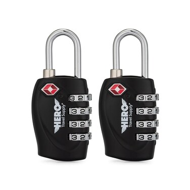 Hero Travel Supply Luggage Lock (Pack of 2) TSA Approved, 4 Digit Combination Padlock for Travel, Suitcases, Lockers, Backpacks