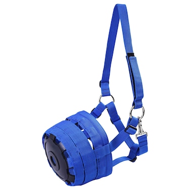Harrison Howard Horse Grazing Muzzle Feed Bag Comfortable Breathable Horse Feeder with Adjustable Strap Blue Large