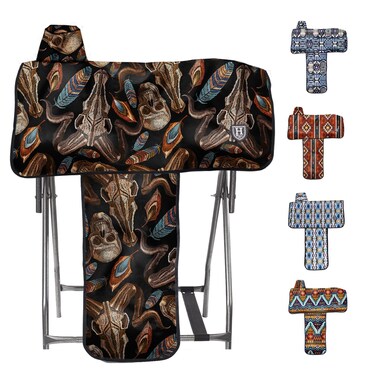 Harrison Howard Sturdy Waterproof Western Saddle Cover with Stylish Prints That Stand Out Keep Your Saddle in Pristine Condition Perfect for Showing or Riding Events-Skull Dread