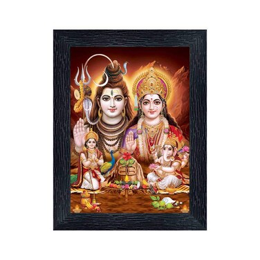 Bhole Nath parivar (Maa Parvati, Ganesh, Kartikey and Shiv Shankar) Religious Wood Photo Frames(photoframe,Multicolour,8x6inch)-20826-photoframe-5x7.jpg