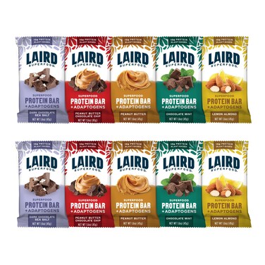 Laird Superfood Functional Protein Bars &ndash; Protein Bar but Better with Real Ingredients, Functional Mushrooms 10g Plant-Based Protein, 6g Fiber - Non-GMO - 5 Flavor Variety Pack, 10 Count (Pack of 1)