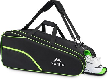MATEIN Tennis Bag 6 Rackets, Large Protective Convertible Racquet Backpack with Shoes Compartment for Men Women, Sturdy Racket Bag with Cooler Pocket &amp; Removeable Shoulder Strap for Sport Equipment