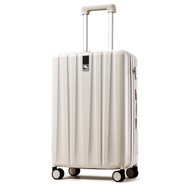 Hanke 24 Inch Luggage Suitcases With Spinner Wheels Lightweight PC Hard Shell Rolling Suitcase With Travel Lock,Checked-Medium 24-Inch(Ivory White)