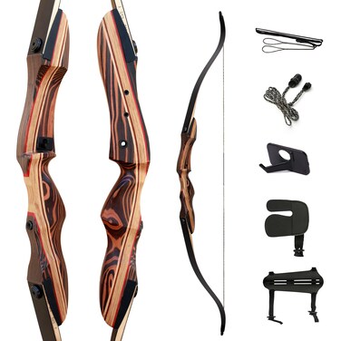 Deerseeker Archery 62" Takedown Recurve Bow Set for Adults &amp; Youth with Right Hand &amp; Left Handed Laminated Wooden Riser Bow Hunting Target Shooting 20-60lbs