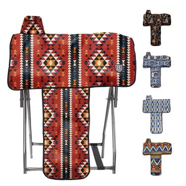 Harrison Howard Sturdy Waterproof Western Saddle Cover with Stylish Prints That Stand Out Keep Your Saddle in Pristine Condition Perfect for Showing or Riding Events-Classic Indian Red