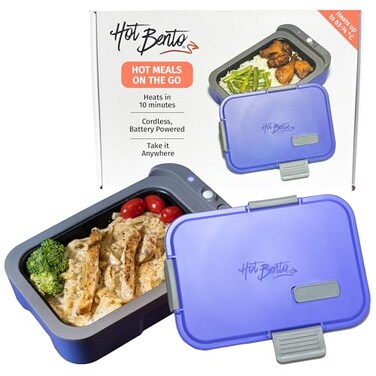 Hot Bento &ndash; Self Heated Lunch Box and Food Warmer &ndash; Battery Powered, Portable, Cordless, Hot Meals for Office, Travel, Jobsite, Picnics, Outdoor Recreation, Kitchen Meal Prep