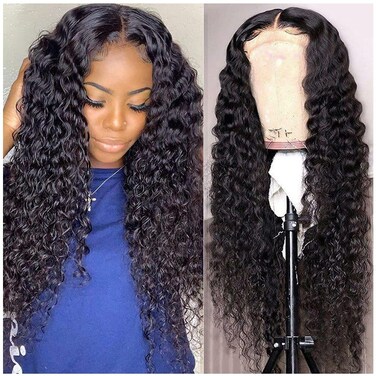 28 Inch Deep Wave Closure Wig 4x4 Deep Wave Lace Front Wigs Human Hair Pre Plucked 200% Density 9A Brazilian Virgin Wigs for Women Human Hair Glueless Wigs Human Hair