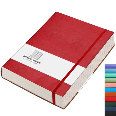 AHGXG Lined Journal Notebook - 320 Numbered Pages Large B5 Thick College Ruled Journal, 100gsm Thick Lined Paper, Faux Leather Softcover, for Work School, 7.6'' X 10''-Red