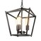 Unicozin Black Lantern Pendant Light, 3 Lights Farmhouse Chandelier Fixture with Metal Cage, Adjustable Height Industrial Hanging Lights E26 Base for Kitchen Island, Bedroom, Entryway, Foyer