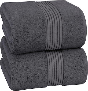 Utopia Towels Premium Jumbo Bath Sheet 2 Pack, 100% Cotton Highly Absorbent and Quick Dry Extra Large Bath Towel, Super Soft Towel, 35 by 70 Inches, Grey