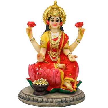 Indian Goddess Lakshmi Statue Figurine - 5.3&rdquo;H Lakshmi Idols Statue Murti Laxmi Staue Home Office Temple Mandir Pooja Item Diwali Gifts Diwali Decoration for Home Spiritual Gift