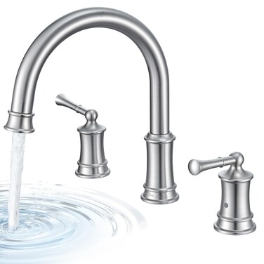 Brushed Nickel Roman Tub Faucet, Antique Bathtub Faucet Set 3 Hole, High Flow Bath Tub Faucet 12-16 inch Widespread, Solid Brass Tub Filler 2 Handle 360&deg; Swivel Spout Rough-in Valve(B2307-BN)