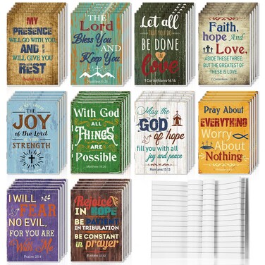 CHENGU 50 Pcs Bible Verse Notebook Christian Journals Bulk Christian Gifts Religious Prayer Journals Inspirational Notepads for Women Men Scripture Notepads Pocket for Office School Home (Vintage
